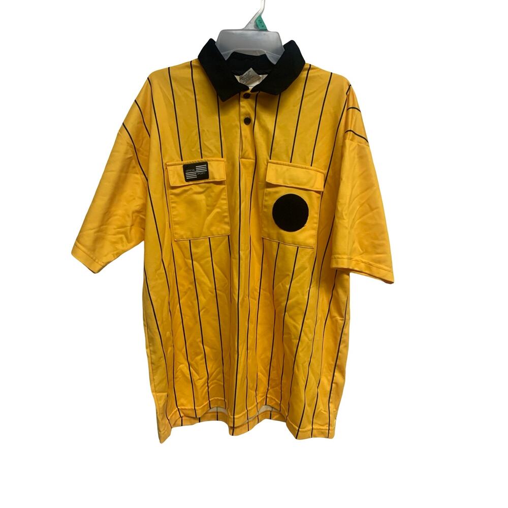 Official Sports International USSF Referee Jersey Yellow Black Stripe XL USA